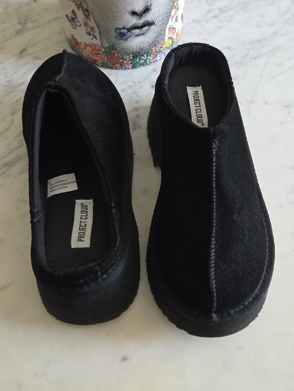 Project Cloud Black Suede Slip-On Shoes